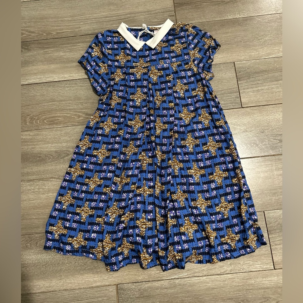 Morley Blue and Gold Star Patterned Kids Formal Dress